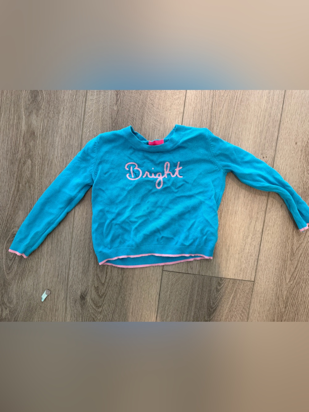 Lilly Pulitzer Turquoise Knit Sweater with Pink Script